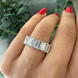 Lab Grown Diamond Half Eternity Band / Emerald Cut Diamond Band / Emerald Cut Lab Grown Diamond Band / Anniversary Band / Wedding Band