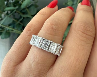 Lab Grown Diamond Half Eternity Band / Emerald Cut Diamond Band / Emerald Cut Lab Grown Diamond Band / Anniversary Band / Wedding Band
