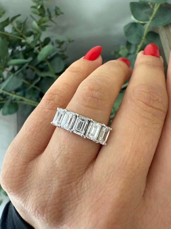 Lab Grown Diamond Half Eternity Band / Emerald Cut Diamond Band / Emerald Cut Lab Grown Diamond Band / Anniversary Band / Wedding Band