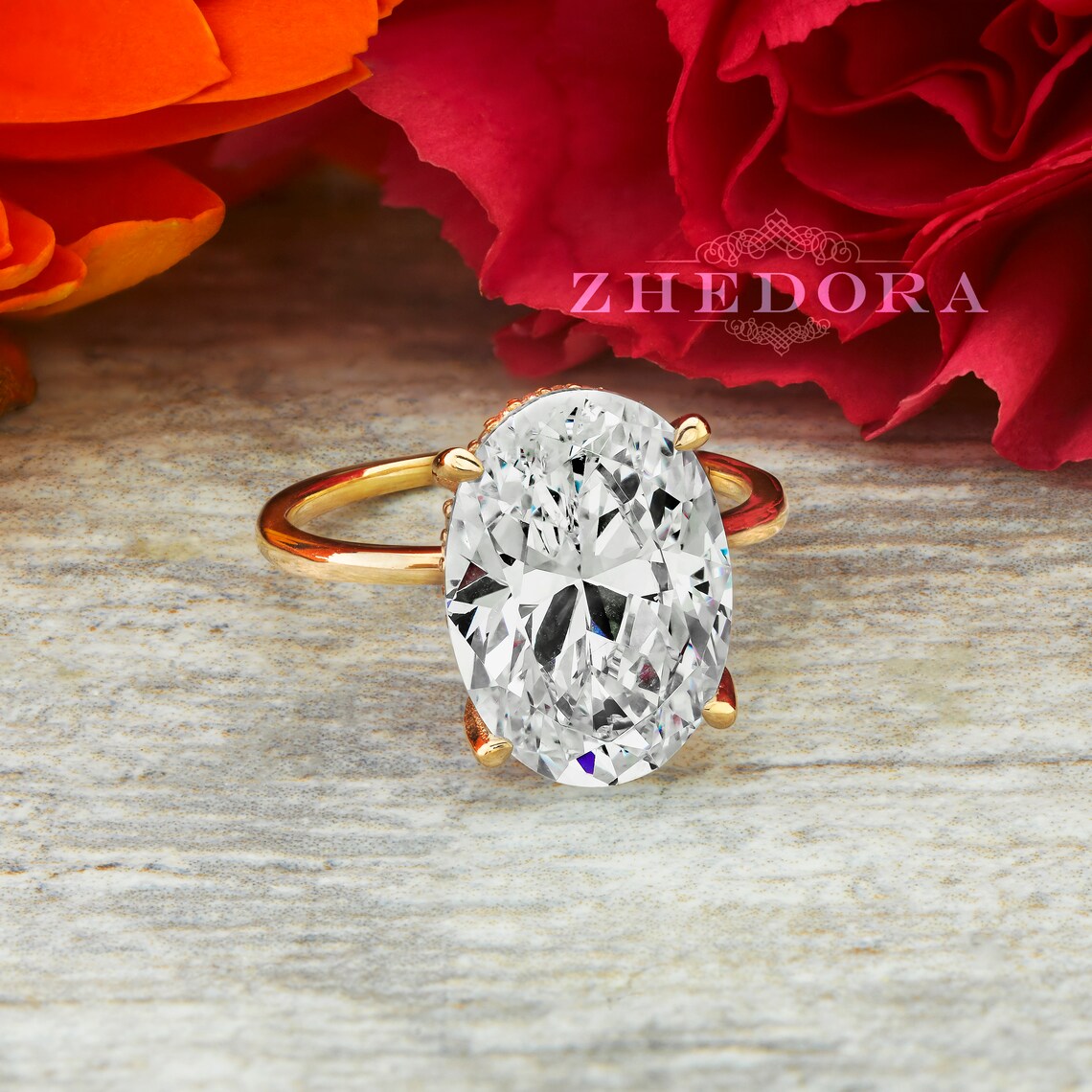 Rose Gold 6 CT Oval Engagement Ring Oval Cut Engagement Ring Etsy