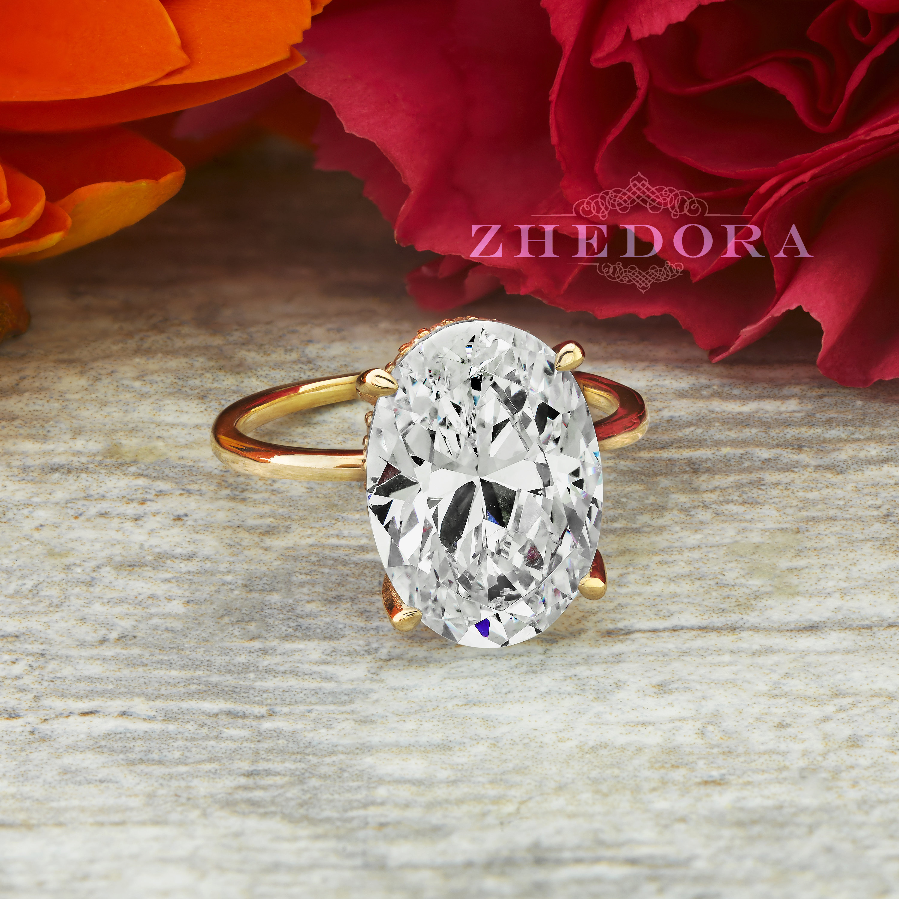 Rose Gold 6 CT Oval Engagement Ring Oval Cut Engagement Ring Etsy