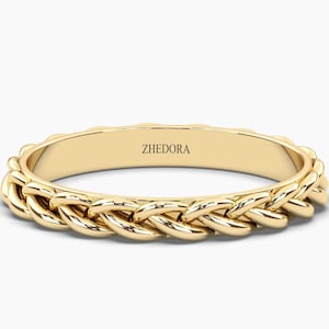 Braided Gold Band, Braided Wedding Band, Gold Braided Band, Twisted Wedding Band, Twisted Solid Gold Bridal Band, Solid Gold Wedding Band