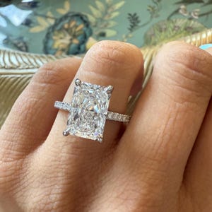 4 CT Radiant Cut Lab Diamond Engagement Ring VS1, Radiant Cut Diamond Ring Lab Made , Ring for Proposal , Custom Engagement Ring , Real Gold