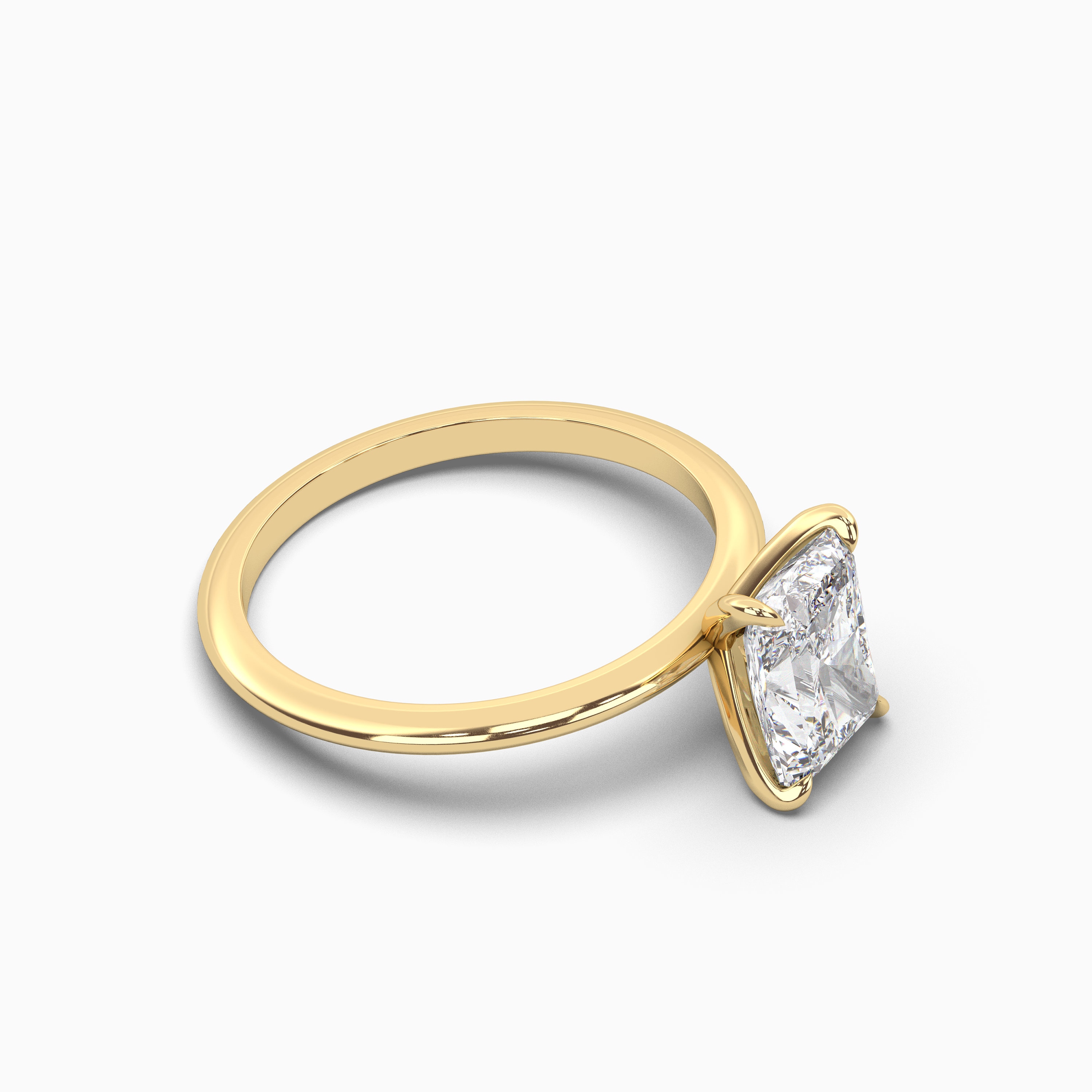 Classic Solitaire Radiant Cut Engagement Ring / Solid Gold Lab Grown ...