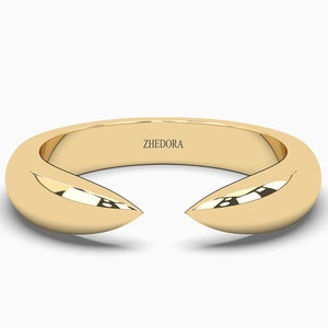 Solid Gold Claw Cuff Wedding Band, Open Ring