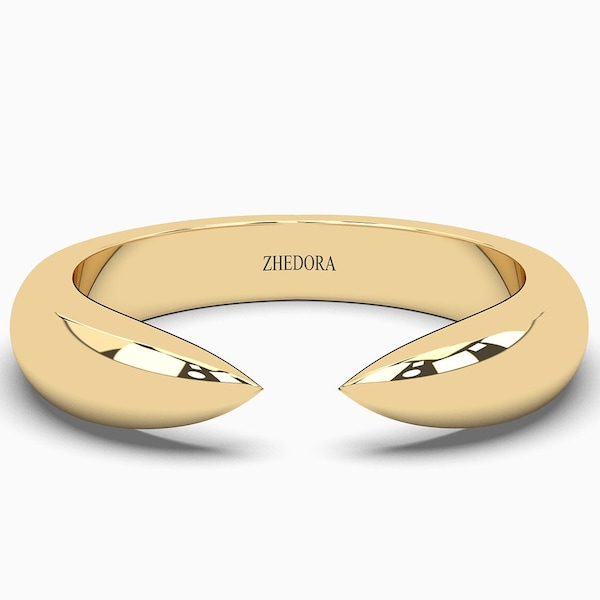 Solid Gold Claw Cuff Wedding Band, Open Ring