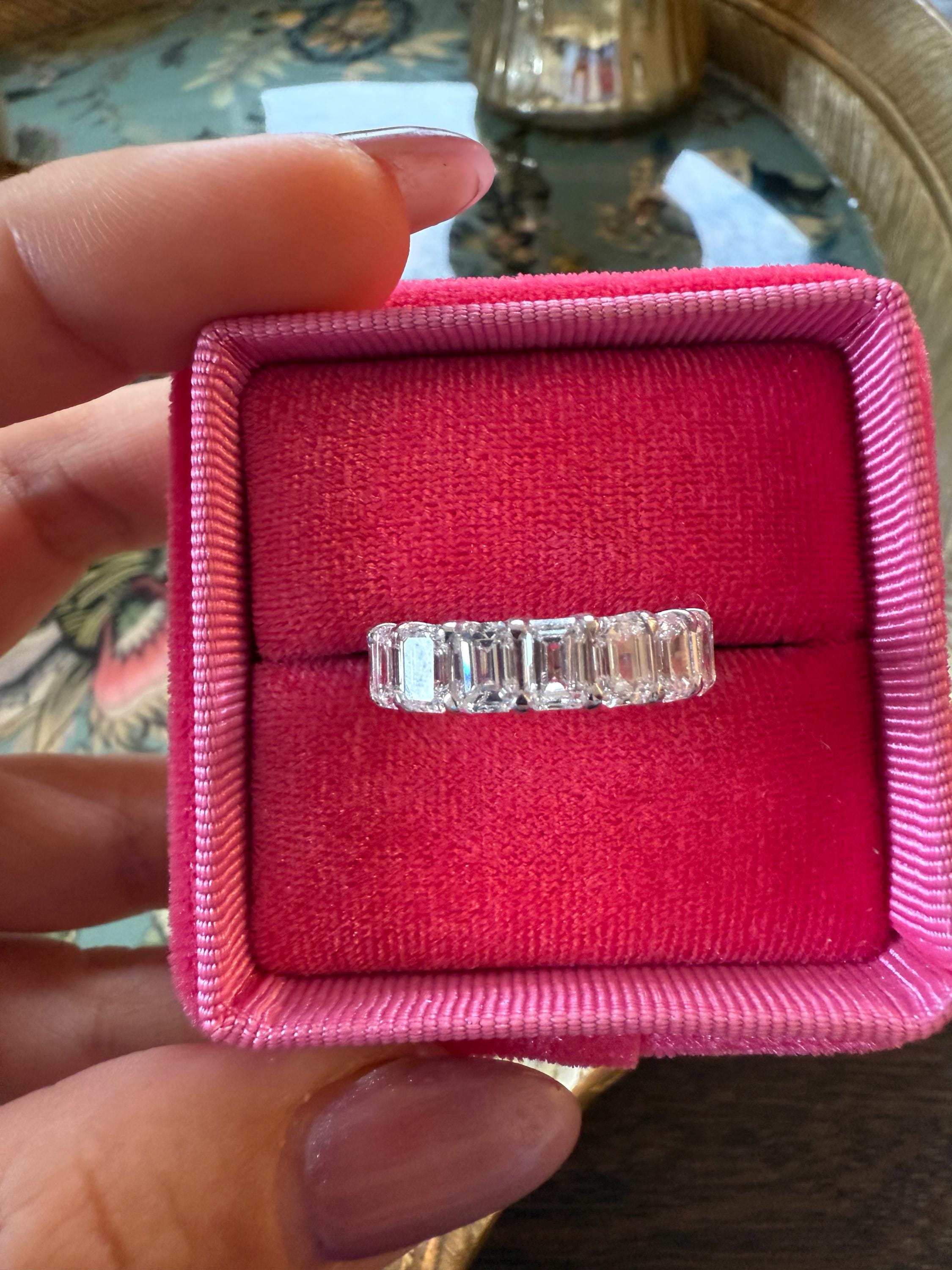 Emerald Cut Lab Grown Diamond Eternity Band | Solid Gold Wedding Ring | Lab Grown Diamonds | Full Eternity Statement Ring | Eternity Ring
