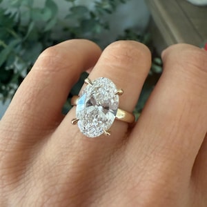 4 CT Oval LAB Diamond Engagement Ring , E VS1 Lab Grown Ring , 3mm Band image 13