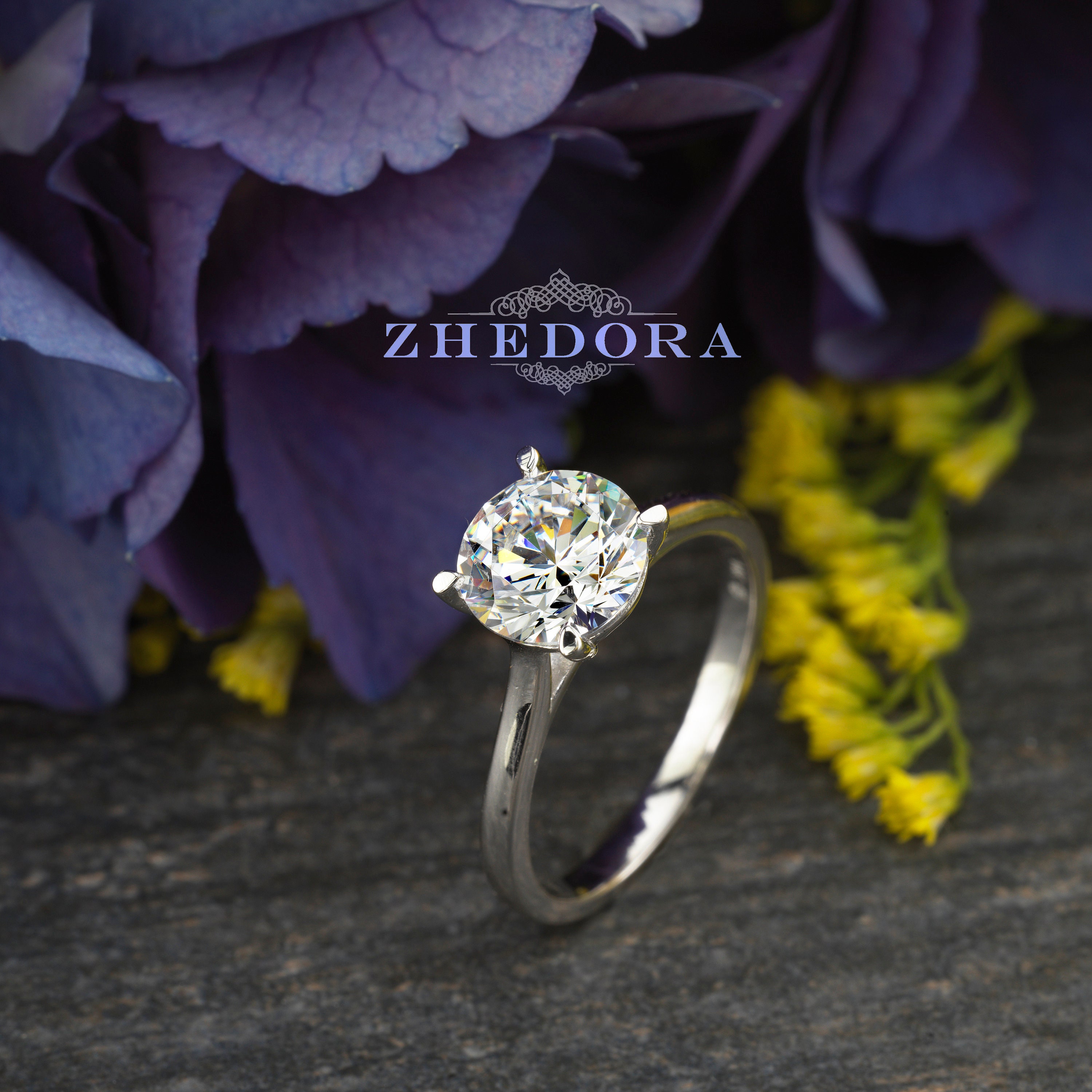 Lab Diamond Ring 2 CT ROUND White Gold Engagement Ring Etsy