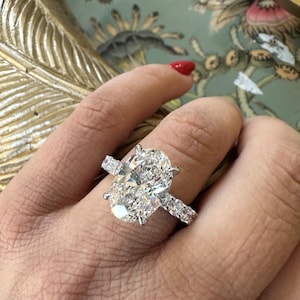 4 CT Lab Grown Diamond Ring , E VS1/2 Oval Lab Diamond Engagement Ring , Lab Created Oval Diamond Ring , Conflict Free Lab Grown Diamond