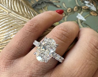 4 CT Oval Lab Diamond Ring – E VS1 Engagement Ring – 14K Gold , Gift For Her