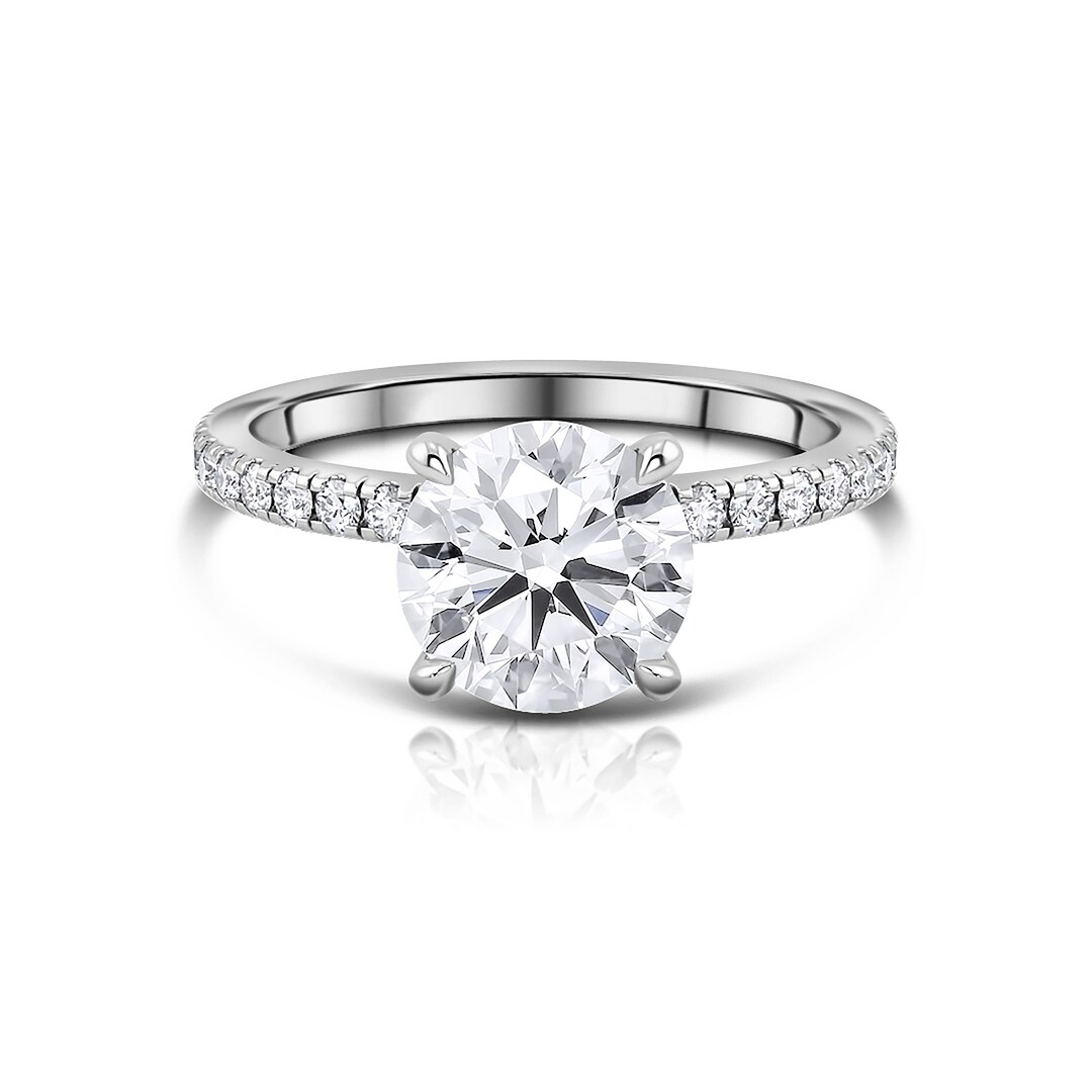 Diamond Engagement Ring , VVS1/2 Certified Lab Diamond Ring , Hidden
