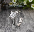 2 CT Princess Cut Moissanite Engagement Ring Set, Princess Cut Bridal Set 2.20 TCW, Channel Set Wedding Band, Forever One Princess Cut Ring