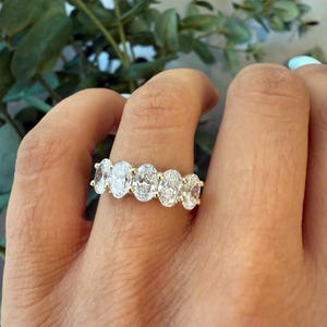 Lab Grown Oval Half Eternity Band , Lab Grown Diamond Band , Anniversary Diamond Band , 5 Stone Oval Band , Wedding Ring , 2.5 TCW