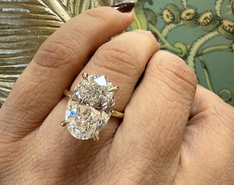 4 CT Oval Lab Diamond Engagement Ring , Lab Grown Diamond Ring , Oval Engagement Ring , Lab Diamond Ring , Hidden Halo Oval Ring