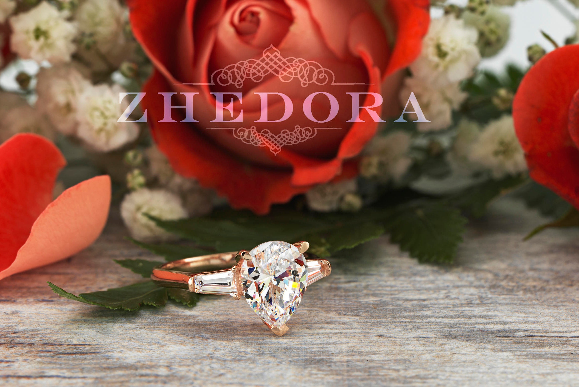 Pear Cut Engagement Ring 3 CT Pear Ring Gift for Wife Etsy