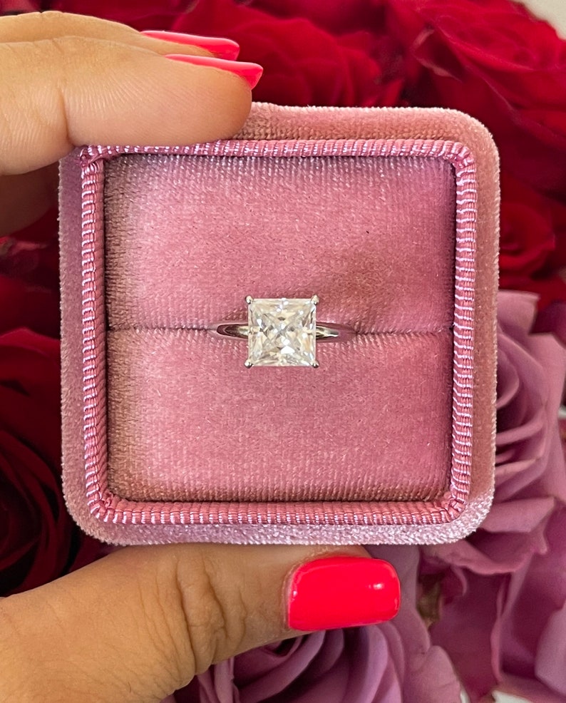 Princess Cut Engagement Ring 14k or 18k White Gold 2.0 CT Etsy