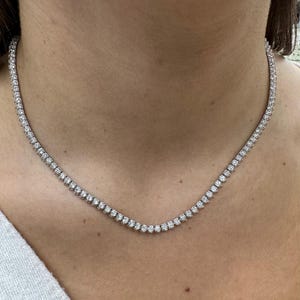 Lab Grown Diamond Tennis Necklace, 3 Prongs Tennis Necklace , Tennis Necklace Lab Diamond , Bridal Necklace , Bridal Jewelry, Gift