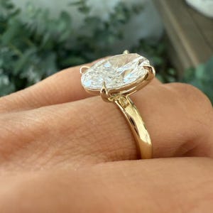 4 CT Oval LAB Diamond Engagement Ring , E VS1 Lab Grown Ring , 3mm Band image 16