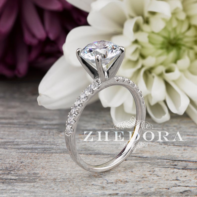 4 CT Round Cut Engagement Ring Set, Wedding Set, Forever One