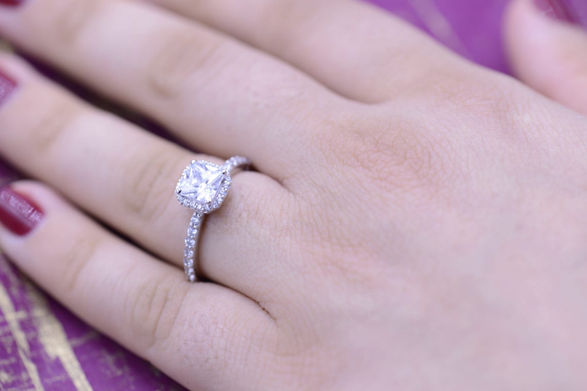 Forever One Cushion Cut Engagement Ring 1.0 TCW Solid 14k/18k Etsy