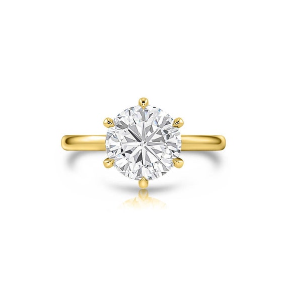 Lab Diamond Engagement Ring  , Yellow Gold Diamond Ring , 1.5 CT VS1/2 Lab Grown Ring , Solitaire Gold Ring , 6 Prong Ring ,Anniversary Ring