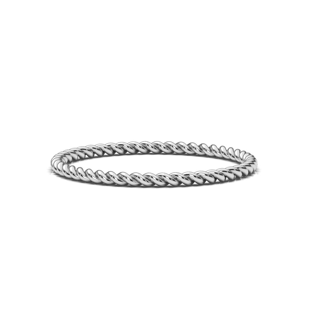 Gold Twist Rope Ring / Thin White Gold Braided Ring / Twisted Rope