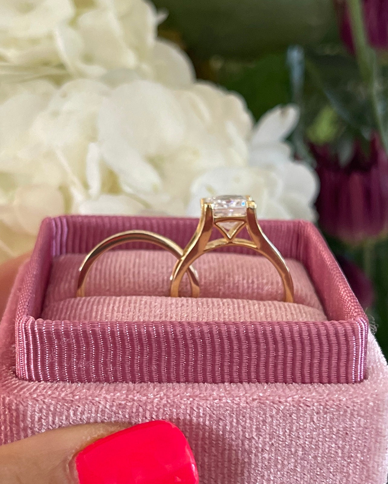 Yellow Gold Princess Cut Bridal Set Solid 14k/ 18k Channel Etsy