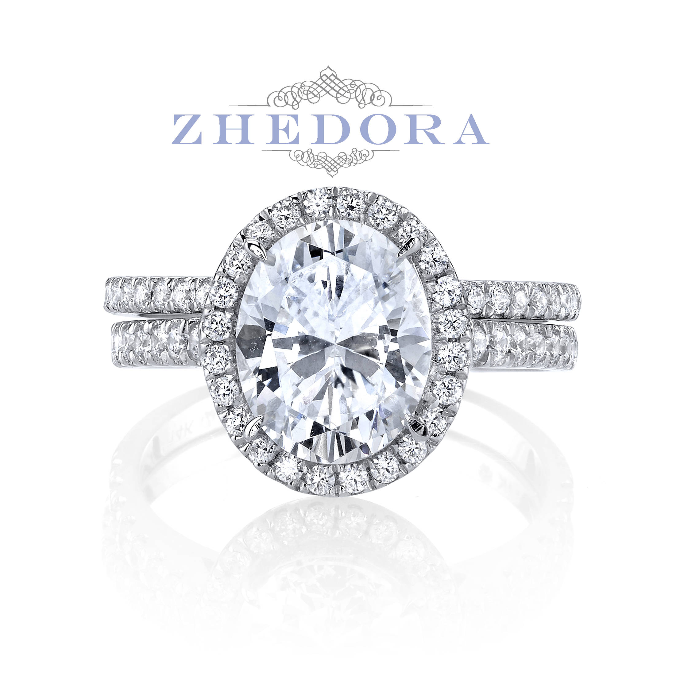 Oval Bridal Set in 14k or 18k White Gold Large Oval Ring & Etsy