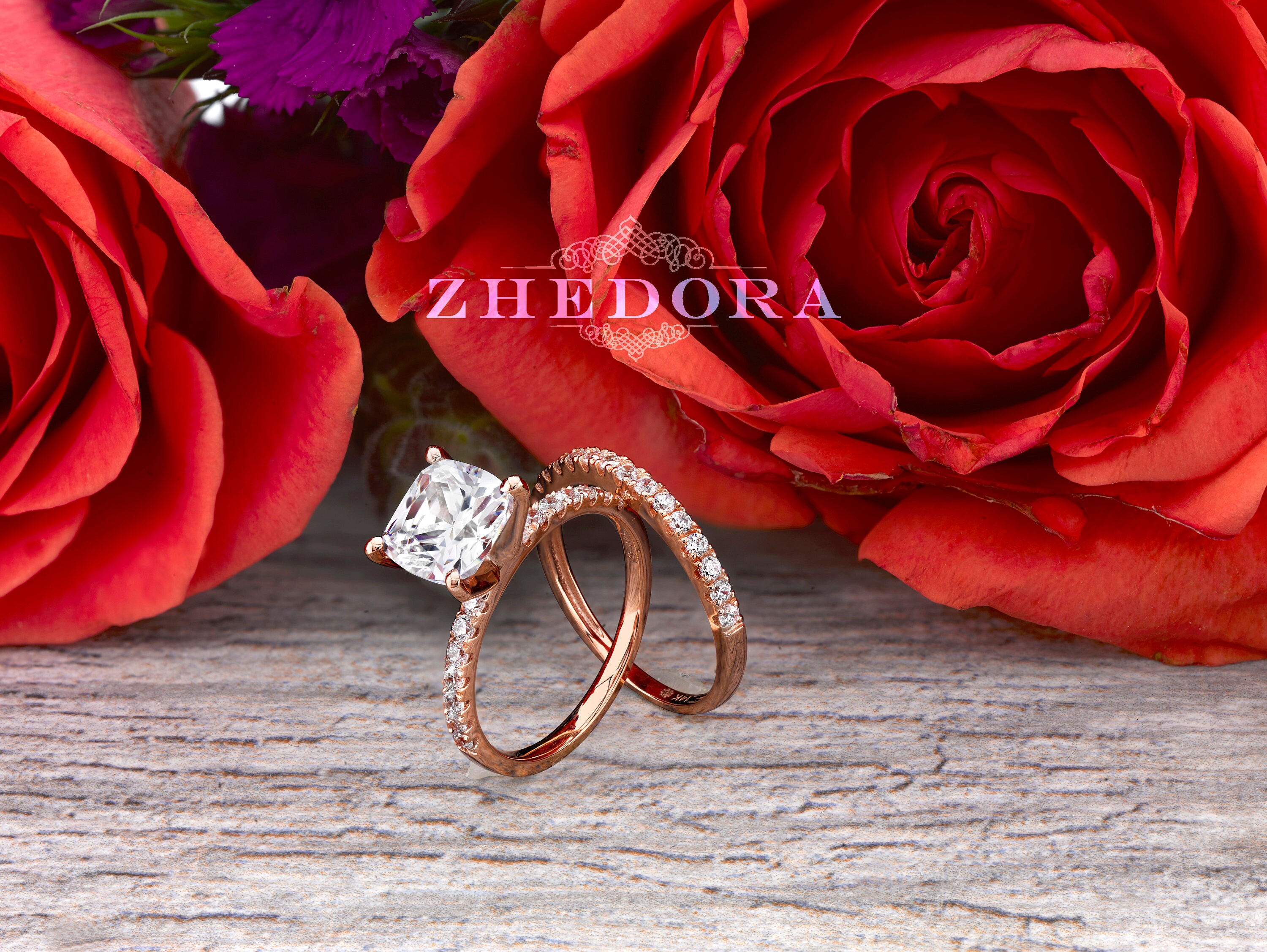 Cushion Cut Engagement Ring Cushion Cut Wedding Set 2 CT Etsy