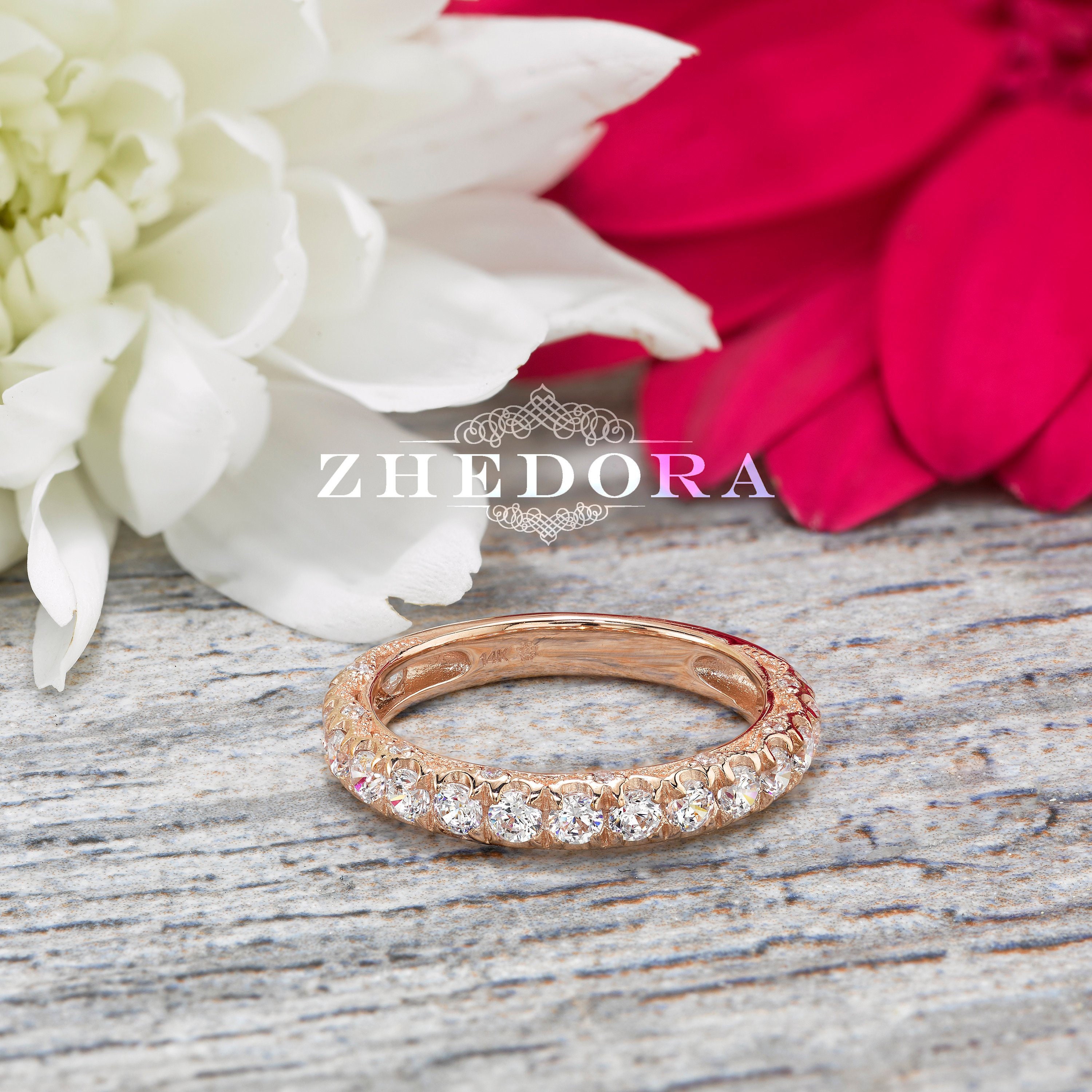 White Gold Milgrain Wedding Band Diamond Wedding Band - Etsy