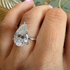 REAL Lab Grown Diamond Ring  E VS1/2  , 3.5 CT Pear Diamond Lab Grown Engagement Ring , Certified IGI Diamond , Lab Created Diamond