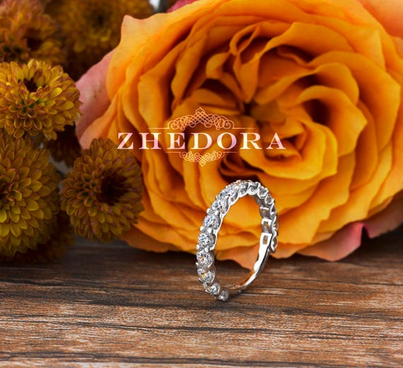 White Gold Eternity Band in 14k/18k  ,Moissanite Wedding Band, Anniversary Band,  Diamond Wedding Band , 3mm Diamond Band , Lab Diamond Band
