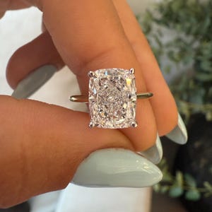 3 CT Cushion Cut Lab Diamond Engagement Ring, Elongated Cushion Diamond , Lab Grown Diamond Ring IGI Certified, Cathedral Setting Solid Gold