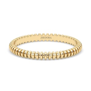 14K Solid Gold Band, Stackable Band, Gold Fashion Ring, Gold Wedding Band, Dainty Gold Band, Stackable Ribbed Wedding Band, Gear Cut Band