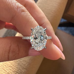 Lab Grown Diamond Ring , E VS1/2 Oval Diamond Engagement Ring , Lab Made Oval Diamond Ring , Lab Diamond Ring , 4.5 CT Oval Diamond Ring