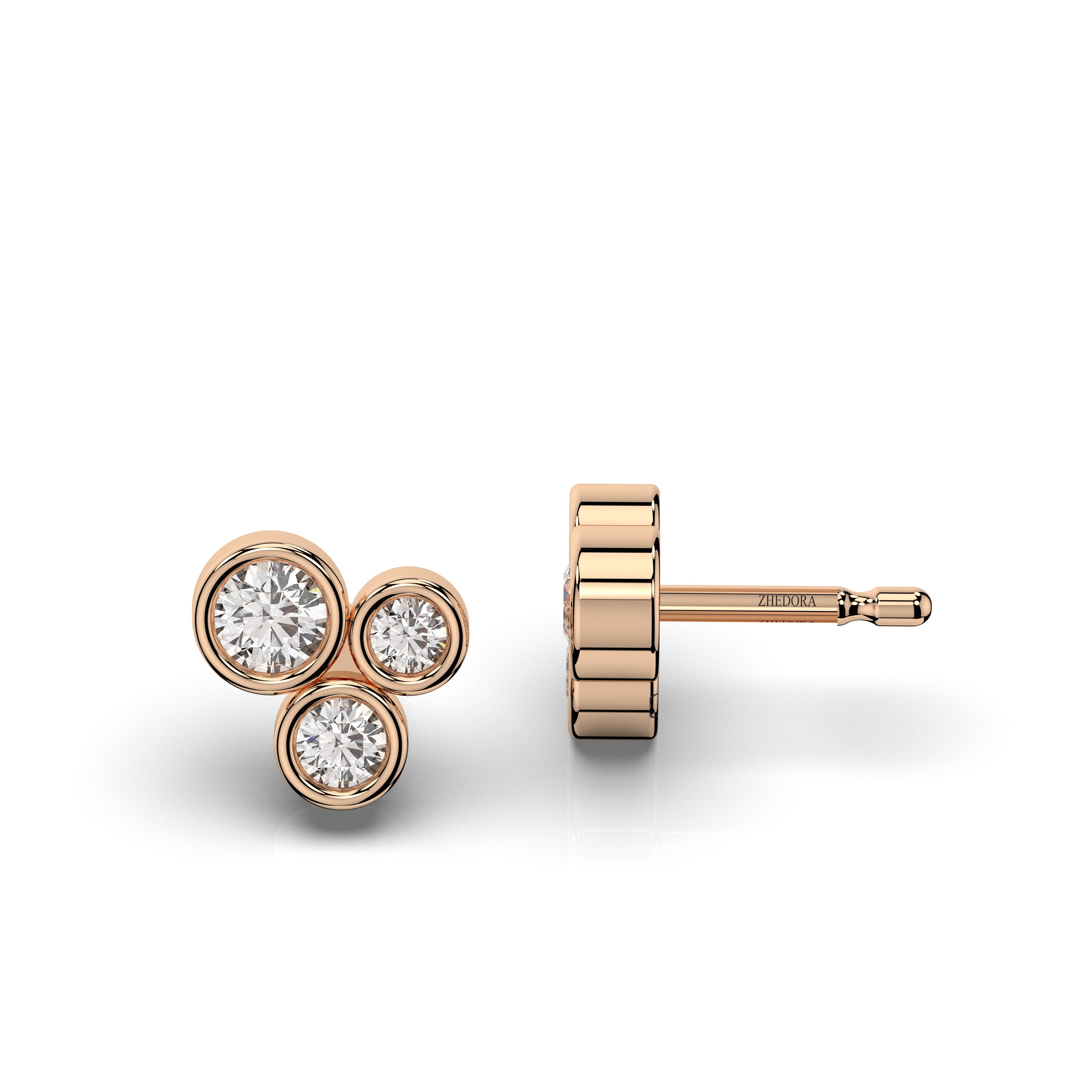 Diamond Studs / Diamond Bezel Set Studs / 14K Gold Dainty