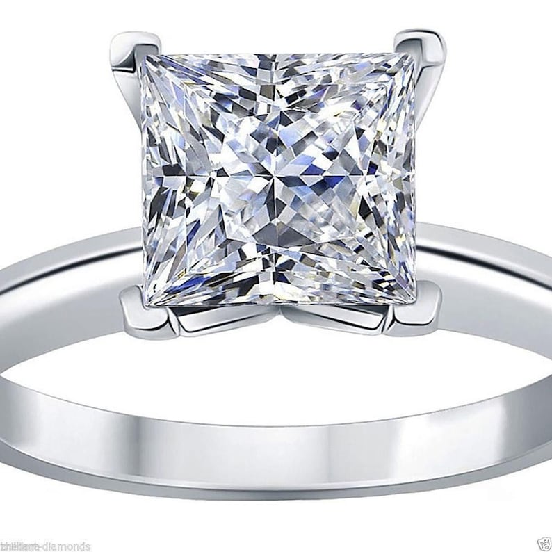 Princess Cut Engagement Ring 14k or 18k White Gold 2.0 CT Etsy