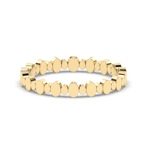 Solid Gold Oval Band, Stackable 14k Gold Band, Gold Fashion Jewelry Gold Wedding Band, Alternating Oval Wedding Band, Oval Ring, Bridal Band