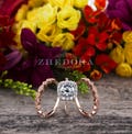 REAL Rose Gold Engagement Ring Set of 3 , Wedding Set , Moissanite Engagement Ring , Real Engagement Ring , Lab Diamond Bridal Set Zhedora