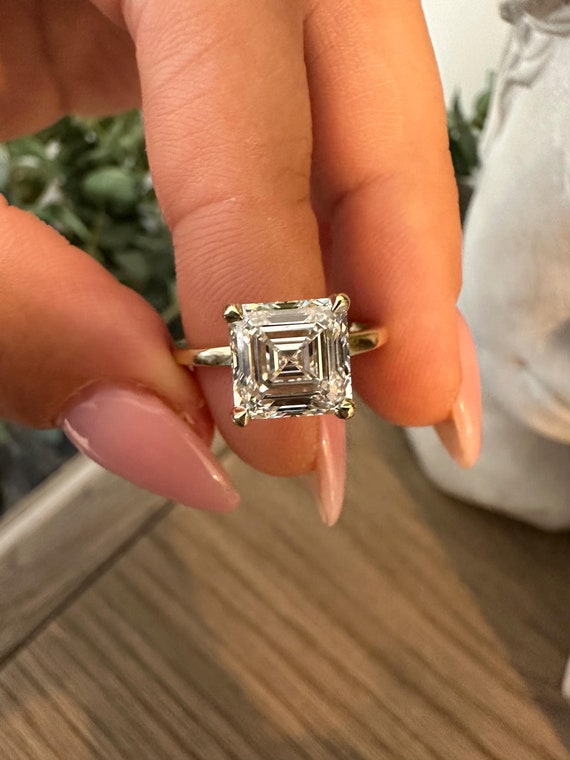 Asscher Cut Lab Grown Diamond Ring CT Asscher Cut Diamond