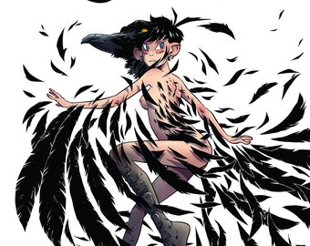 Sexy wall art - Crow transformation - Manga art