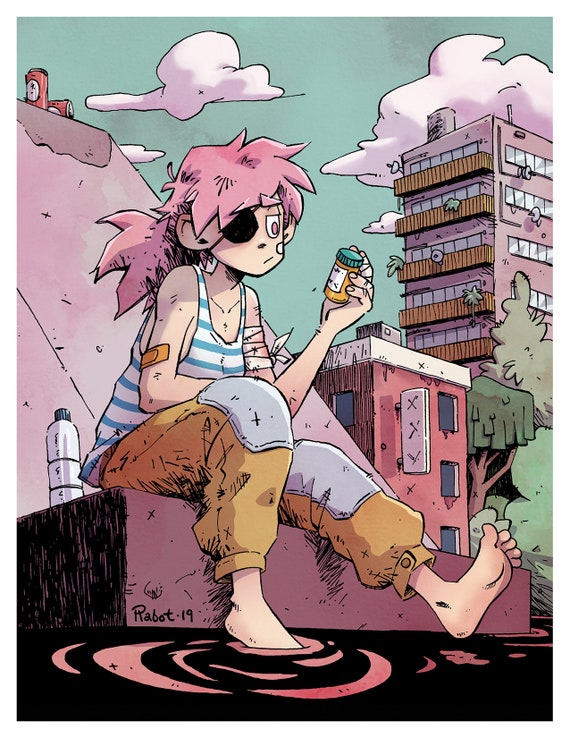 Punk Girl Urban Scene Poster Manga Art -  Finland