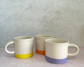 Colorblock Ceramic Coffee Mug in Orange, Yellow, and Violet