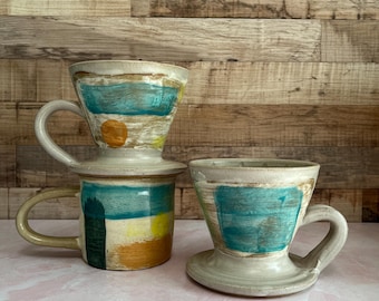 Ceramic Stoneware Coffee Pourover with Handle for Mug | Coffee Dripper