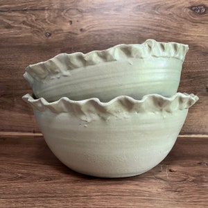 White Ruffle Edge Serving Bowl