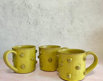 Yellow Bobble Stitch Ceramic Mug