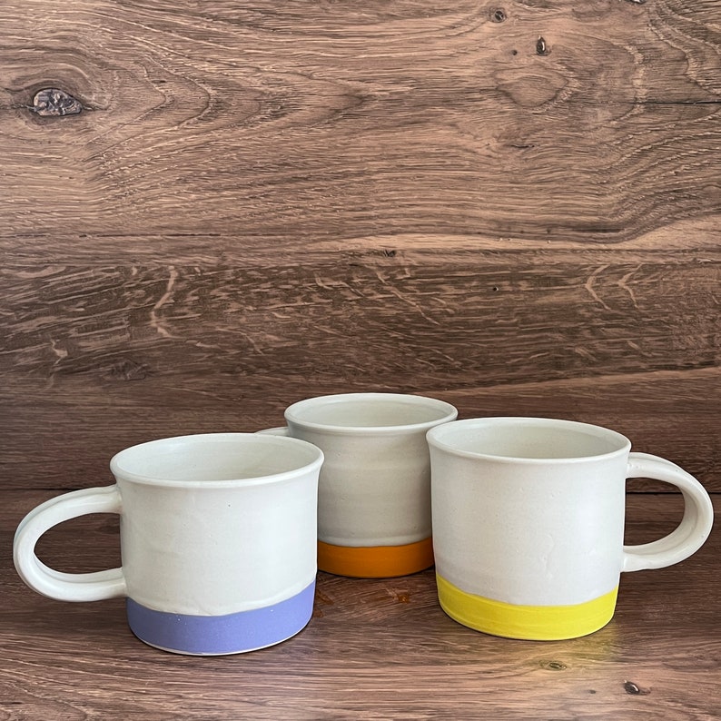 Colorblock Ceramic Coffee Mug in Orange, Yellow, and Violet image 2