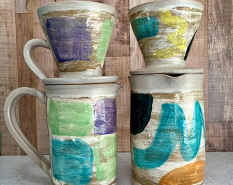 Abstract and Patchwork Coffee Pour Over, Coffee Dripper