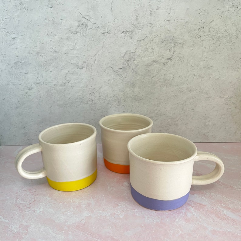 Colorblock Ceramic Coffee Mug in Orange, Yellow, and Violet image 9